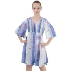 Birch Tree Forest Digital Boho Button Up Dress by Mariart