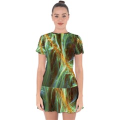 Abstract Illusion Drop Hem Mini Chiffon Dress by Sparkle