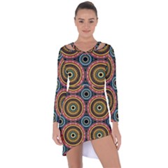 Aztec Multicolor Mandala Asymmetric Cut-out Shift Dress by tmsartbazaar