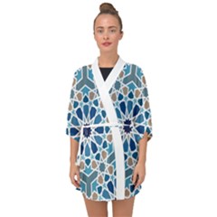 Arabic Geometric Design Pattern  Half Sleeve Chiffon Kimono by LoolyElzayat