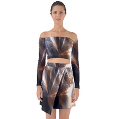 Digital Geometry Off Shoulder Top With Skirt Set by Sparkle