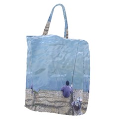 Senior Man Fishing At River, Montevideo, Uruguay001 Giant Grocery Tote by dflcprintsclothing