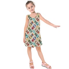 Ethnic Tribal Masks Kids  Sleeveless Dress by tmsartbazaar