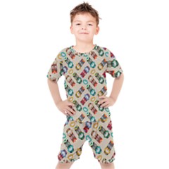 Ethnic Tribal Masks Kids  Tee And Shorts Set by tmsartbazaar