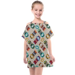 Ethnic Tribal Masks Kids  One Piece Chiffon Dress by tmsartbazaar