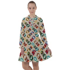 Ethnic Tribal Masks All Frills Chiffon Dress by tmsartbazaar