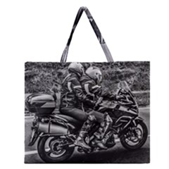 Motorcycle Riders At Highway Zipper Large Tote Bag by dflcprintsclothing