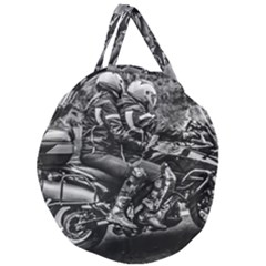 Motorcycle Riders At Highway Giant Round Zipper Tote by dflcprintsclothing