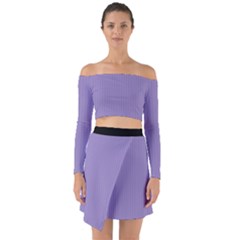Bougain Villea Purple & Black - Off Shoulder Top With Skirt Set by FashionLane