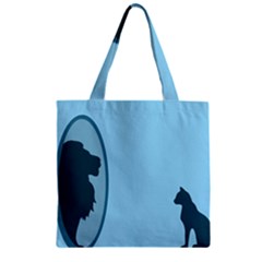 Cat Mirror Lion Zipper Grocery Tote Bag by HermanTelo