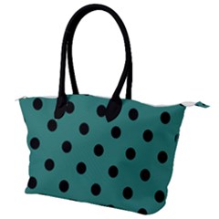 Large Black Polka Dots On Celadon Green - Canvas Shoulder Bag by FashionLane