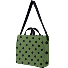 Large Black Polka Dots On Crocodile Green - Square Shoulder Tote Bag by FashionLane