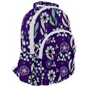 Floral blue pattern  Rounded Multi Pocket Backpack View2