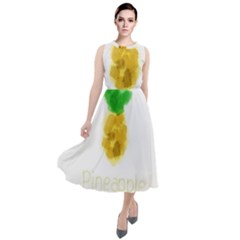 Pineapple Fruit Watercolor Painted Round Neck Boho Dress by Mariart