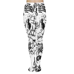 Black And White Graffiti Abstract Collage Tights by dflcprintsclothing