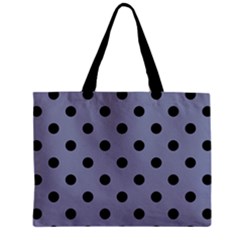Large Black Polka Dots On Cool Grey - Zipper Mini Tote Bag by FashionLane