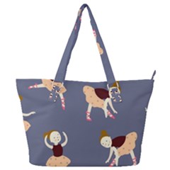 Cute  Pattern With  Dancing Ballerinas On The Blue Background Full Print Shoulder Bag by EvgeniiaBychkova