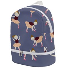 Cute  Pattern With  Dancing Ballerinas On The Blue Background Zip Bottom Backpack by EvgeniiaBychkova