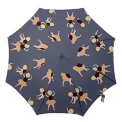 Cute  Pattern With  Dancing Ballerinas On The Blue Background Hook Handle Umbrellas (small) by EvgeniiaBychkova