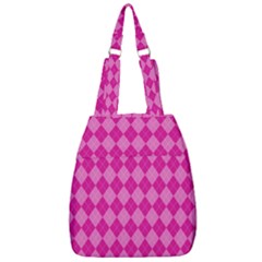 Pink Diamond Pattern Center Zip Backpack by ArtsyWishy
