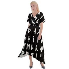 Complete Dalecarlian Rune Set Inverted Cross Front Sharkbite Hem Maxi Dress by WetdryvacsLair