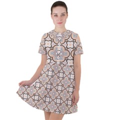 Ornamental Pattern 3 Short Sleeve Shoulder Cut Out Dress  by designsbymallika