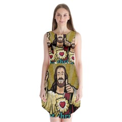 Buddy Christ Sleeveless Chiffon Dress   by Valentinaart