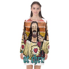 Got Christ? Long Sleeve Chiffon Shift Dress  by Valentinaart