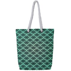 Pattern Texture Geometric Pattern Green Full Print Rope Handle Tote (small) by Dutashop