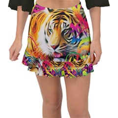 Tiger In The Jungle Fishtail Mini Chiffon Skirt by icarusismartdesigns