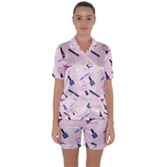 Accessories For Manicure Satin Short Sleeve Pajamas Set by SychEva