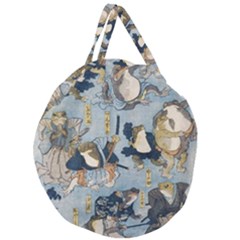 Famous Heroes Of The Kabuki Stage Played By Frogs  Giant Round Zipper Tote by Sobalvarro