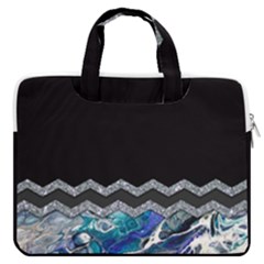 Blue Ocean Minimal Liquid Painting Macbook Pro Double Pocket Laptop Bag by gloriasanchez
