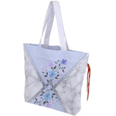 Minimal Silver Blue Marble Bouquet A Drawstring Tote Bag by gloriasanchez