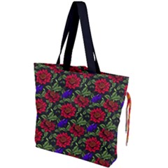 Spanish Passion Floral Pattern Drawstring Tote Bag by gloriasanchez