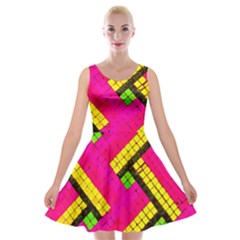 Pop Art Mosaic Velvet Skater Dress by essentialimage365