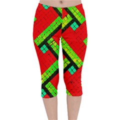 Pop Art Mosaic Velvet Capri Leggings  by essentialimage365