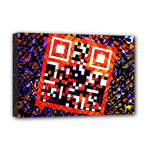 Root Humanity Bar And Qr Code In Flash Orange And Purple Deluxe Canvas 18  X 12  (stretched) by WetdryvacsLair