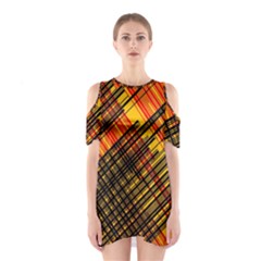 Root Humanity Orange Yellow And Black Shoulder Cutout One Piece Dress by WetdryvacsLair