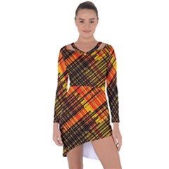 Root Humanity Orange Yellow And Black Asymmetric Cut-out Shift Dress by WetdryvacsLair
