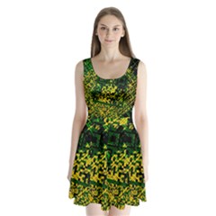 Root Humanity Bar And Qr Code Green And Yellow Doom Split Back Mini Dress  by WetdryvacsLair