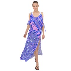 Root Humanity Barcode Purple Pink And Galuboi Maxi Chiffon Cover Up Dress by WetdryvacsLair