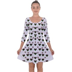 Hearts And Pearls For Love And Plants For Peace Quarter Sleeve Skater Dress by pepitasart