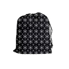 Snowflakes Background Pattern Drawstring Pouch (large) by Sapixe