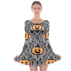 Pumpkin Pattern Long Sleeve Skater Dress by NerdySparkleGoth