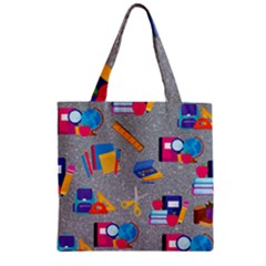 80s And 90s School Pattern Zipper Grocery Tote Bag by NerdySparkleGoth