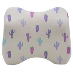 Purple And Blue Cacti Velour Head Support Cushion by SychEva