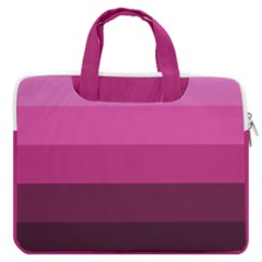 Pink Gradient Stripes Macbook Pro Double Pocket Laptop Bag (large) by Dazzleway