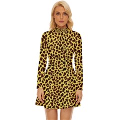 Fur-leopard 2 Long Sleeve Velour Longline Dress by skindeep