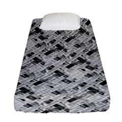 8 Bit Newspaper Pattern, Gazette Collage Black And White Fitted Sheet (single Size) by Casemiro